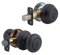 Kwikset SmartKey Juno Venetian Bronze Knob and Single Cylinder Deadbolt KW1 1-3/4 in.