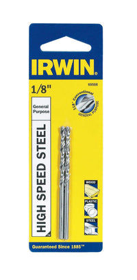 Irwin 1/8 in. X 2-3/4 in. L High Speed Steel Drill Bit 2 pk