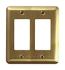 Amerelle Devon Brushed Brass 2 gang Stamped Steel Decorator Wall Plate 1 pk