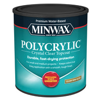 Minwax Polycrylic Semi-Gloss Crystal Clear Water-Based Polyurethane 1 qt