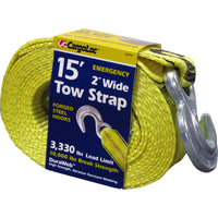 Cargoloc 82493 15' X 2" Yellow Emergency Tow Strap With Hooks