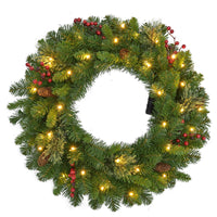 Celebrations Home 26 in. D LED Prelit Decorated Mixed Cedar Pine Wreath (Pack of 4)