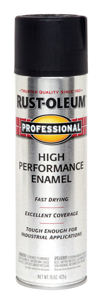 Rust-Oleum Professsional Semi-Gloss Black High Performance Enamel Spray 15 oz. (Pack of 6)