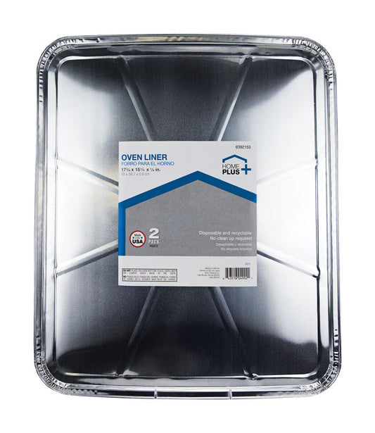 Home Plus Durable Foil 15-1/4 in. W x 17-3/4 in. L Oven Liner Silver 2 pk (Pack of 12)
