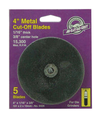 Gator 4 in. D X 3/8 in. Aluminum Oxide Metal Cut-Off Blade 5 pc