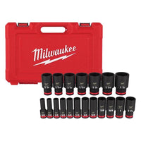 Milwaukee ShockWave 1/2 in. drive SAE 6 Point Deep Impact Rated Socket Set 19 pc