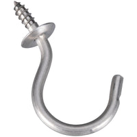 National Hardware 1.5 in. L Silver Stainless Steel Cup Hook 15 lb. cap. 2 pk