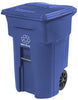 Toter 64 gal Blue Polyethylene Wheeled Recycling Trash Can Lid Included