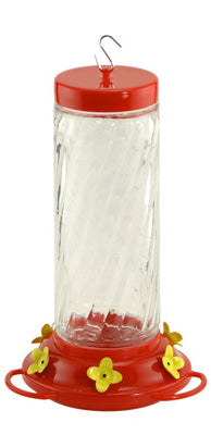 Audubon 6-Ports Red & Clear Glass Swirl Humming Bird Feeder 30 oz.