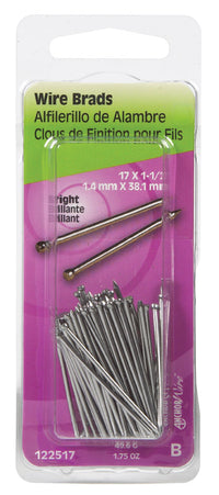 Hillman 17 Ga. x 1-1/2 in. L Bright Steel Brad Nails 1 pk 1.75 oz. (Pack of 6)