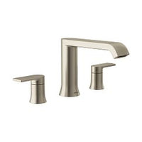 Brushed nickel two-handle low arc roman tub faucet