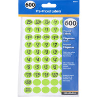 Hillman Oval Green Price Label 600 pk (Pack of 5)