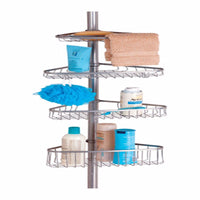 iDesign York 9 in. H X 11.1 in. W X 11.1 in. L Silver Shower Caddy