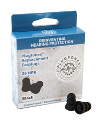 Plugfones ComforTiered 27 dB Silicone Replacement Tip Replacement Ear Plugs Black 5 pair