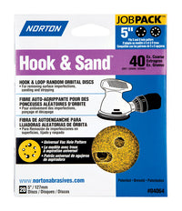 Norton Hook & Sand 5 in. Aluminum Oxide Hook and Loop A250/A290 Sanding Disc 40 Grit Extra Coarse 20