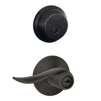 Schlage Sacramento Aged Bronze Lever and Single Cylinder Deadbolt 1-3/4 in.