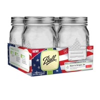 Ball Keepsake USA Stars and Stripes Regular Mouth Canning Jars 1 pt (Pack of 4)