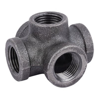 STZ Industries 1/2 in. FIP each X 1/2 in. D FIP 1/2 in. D Female Black Malleable Iron 5-Way Cross Fi