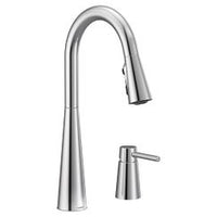 Chrome one-handle high arc pulldown kitchen faucet