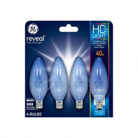 GE Reveal HD+ 40 W A15 Decorative Decorative Bulb E12 (Candelabra) Pure Clean Light 4 pk (Pack of 6)