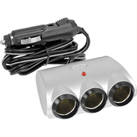 Bell 12 V Black/Silver Triple Socket 1 pk