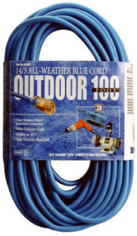 Coleman Cable Outdoor 100 ft. L Blue Extension Cord 14/3 SJTW