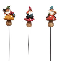 Alpine Polyresin Assorted 4 in. H Gnome Mushroom Outdoor Garden Stake (Pack of 24)