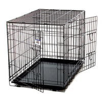 Pet Lodge Extra Large Metal Double Door Dog Crate Black 30 in. H X 27 in. W X 42 in. D