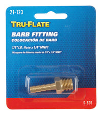 Tru-Flate Brass Barb Hose Fitting 1/4 in. Male 1 pc