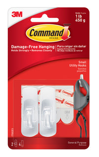 3M Command Small Plastic Hook 2-3/8 in. L 2 pk