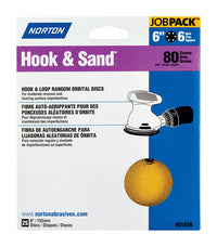 Norton Hook & Sand 6 in. Aluminum Oxide Hook and Loop A250/A290 Sanding Disc 80 Grit Coarse 25 pk