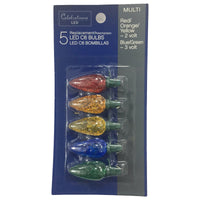 Celebrations Blue LED C6 Multicolored 5 ct Replacement Christmas Light Bulbs (Pack of 5)