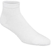 Athletic Socks, Quarter, White, Men's Large, 3-Pk.