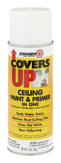 Zinsser Covers Up White Flat Solvent-Based Acrylic Ceiling Paint and Spray Primer 13 oz (Pack of 6)