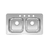 Franke Kindred Stainless Steel Top Mount 33 in. W X 19 in. L Two Bowls Kitchen Sink