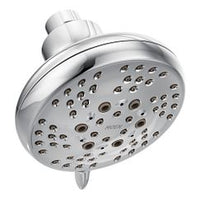 Chrome five-function 4" diameter spray head eco-performance showerhead