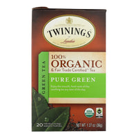 Twinings Tea - 100 Percent Organic - Green - Pure - 20 Bags - Case of 6 - 20 BAG