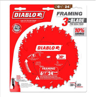 Diablo Tracking Point 6-1/2 in. D X 5/8 in. TiCo Hi-Density Carbide Framing Saw Blade 24 teeth 3 pk