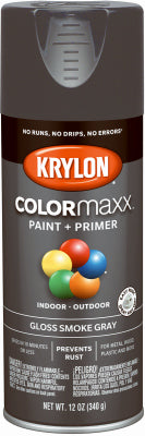 Krylon COLORmaxx Gloss Smoke Gray Spray Paint 12 oz (Pack of 6)