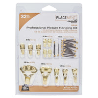 V2554 Assorted Professional Picture Hangers, 32/pk - Brass