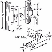 Prime-Line Wood Tone Metal Outdoor Patio Door Handle Set