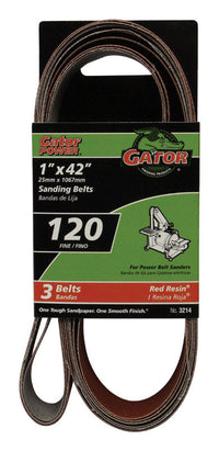 Gator 42 in. L X 1 in. W Aluminum Oxide Sanding Belt 120 Grit Fine 3 pc