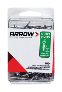 Arrow 1/8 in. D X 1/8 in. Aluminum Short Rivets Silver 100 pk