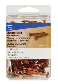 Hillman 1-1/2 in. L Slate Copper Nail Annular Ring Shank Flat (Pack of 5)