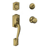 Schlage Camelot, Accent Antique Brass Entry Handleset 1-3/4 in.