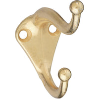 V160 Coat & Hat Hook 2/pk - Brass