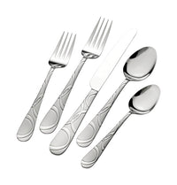 Pfaltzgraff Silver Stainless Steel Swirl Pattern On Handle Dishwasher Safe Flatware Set