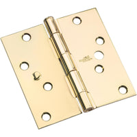 V512 4" SQR Hinge with Security Stud 3/pk - Brass Tone