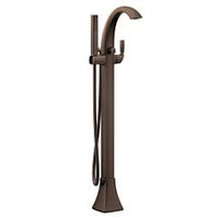 Oil rubbed bronze one-handle tub filler includes hand shower