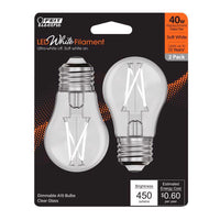 Feit White Filament A15 E26 (Medium) Filament LED Bulb Soft White 40 Watt Equivalence 2 pk - Deal of Week